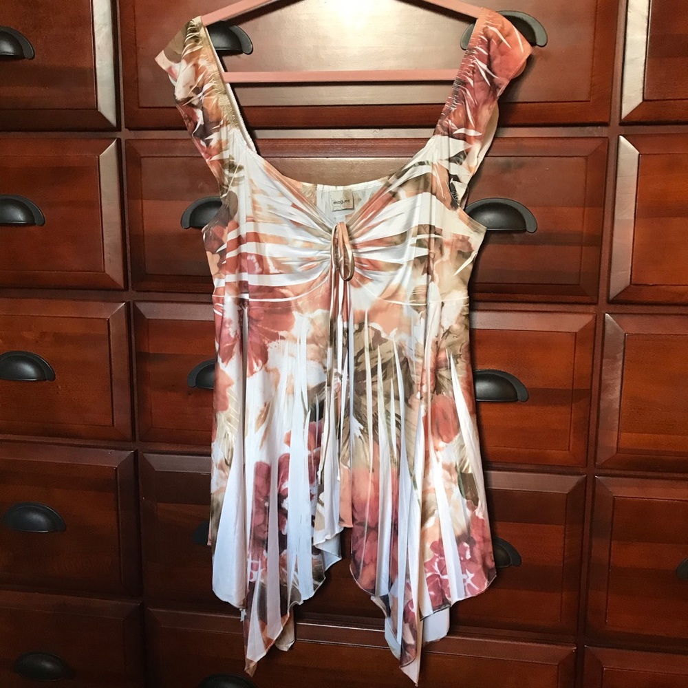 Evouges deep V-neck Asymmetrical slimming blouse